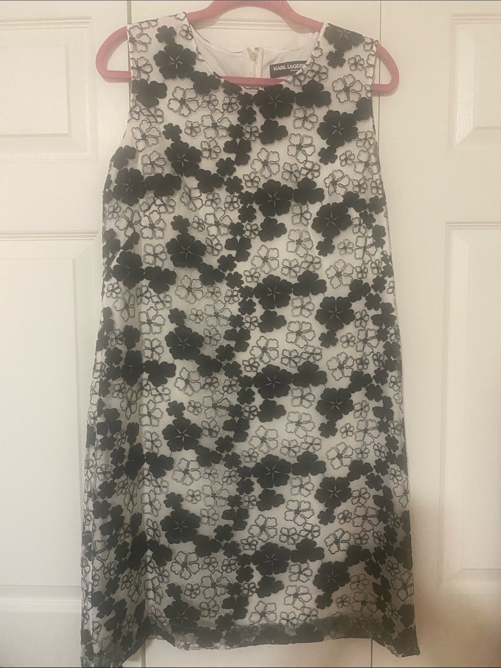 Karl Lagerfeld Black Floral Appliqué A-Line Skirt